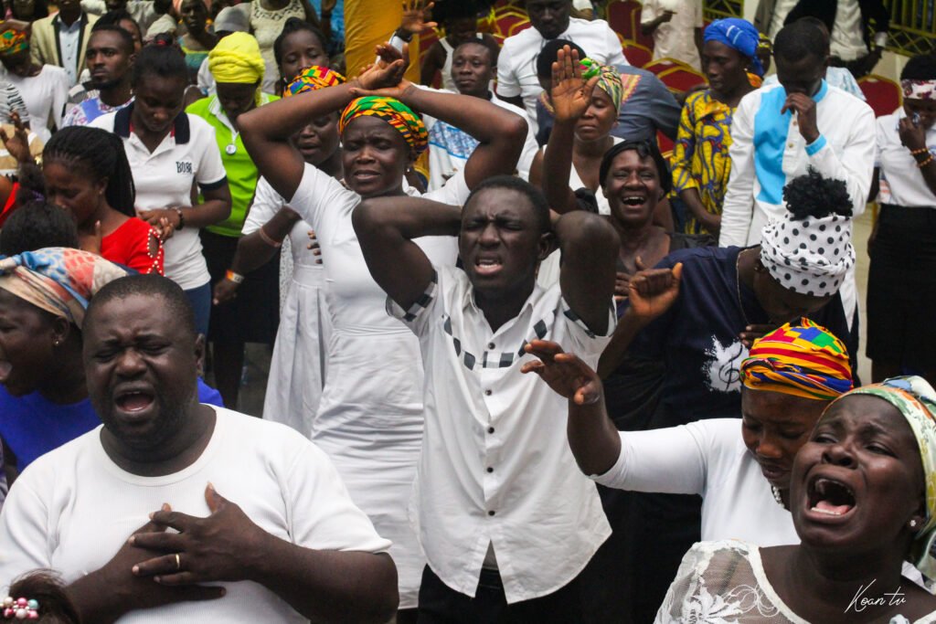 Worship team leading spirit-filled session at HWB event in Ghana